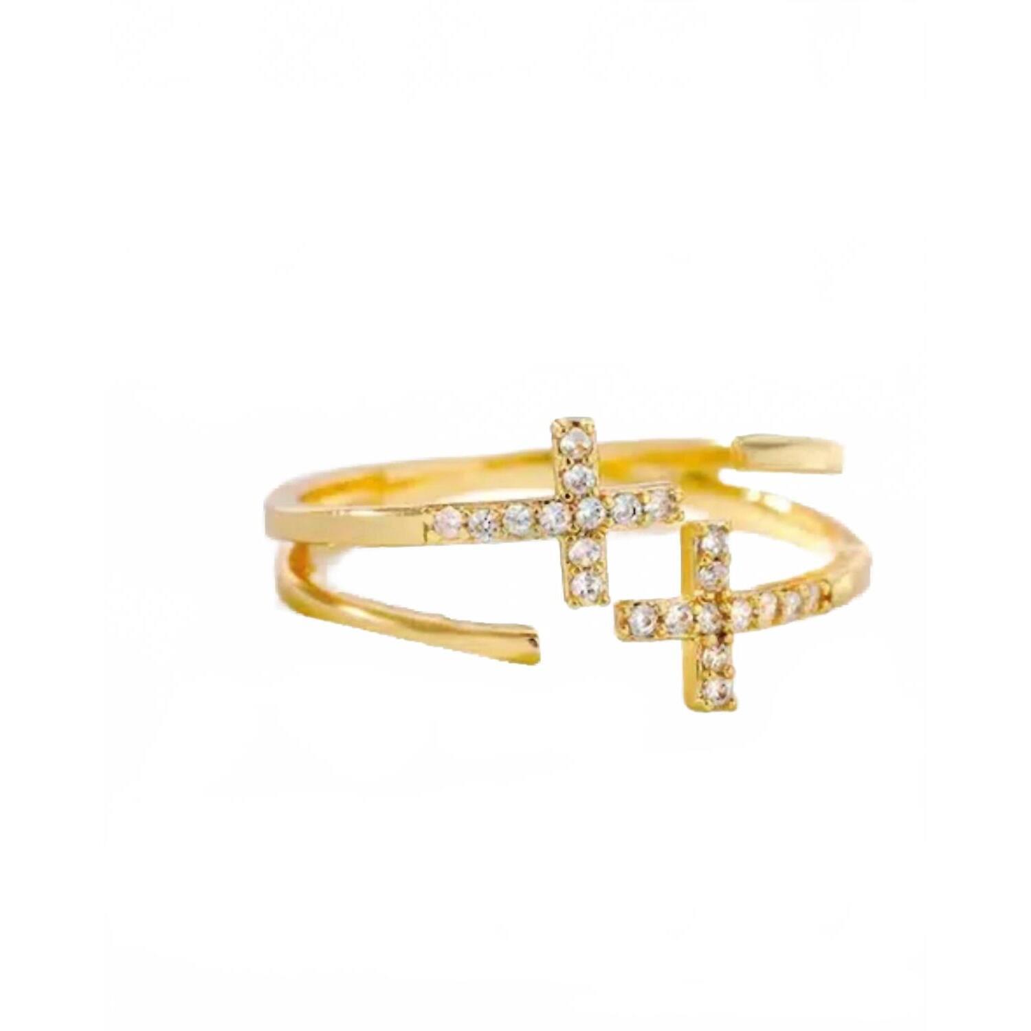New White Label Women's Cross Ring In Gold